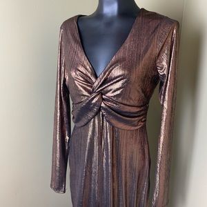 Spirit of Grace bronze metallic cocktail dress.